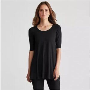 Eileen Fisher Womens |XS| Black Viscose Elbow Sleeve Swing Tunic